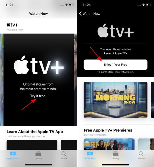 free apple tv+ subscription