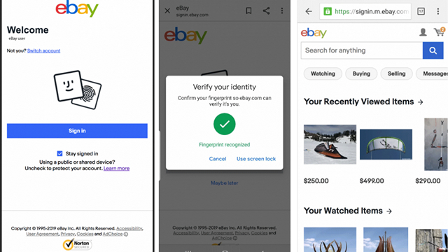 eBay Now Lets Android Users Use Face/Fingerprint Recognition on its Mobile Website
