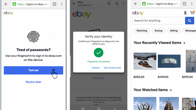 eBay Now Lets Android Users Use Face/Fingerprint Recognition on its Mobile Website