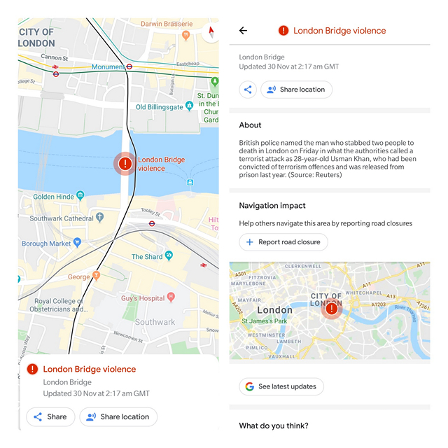 Google Maps Now Shows You Warnings About Violent Incidents