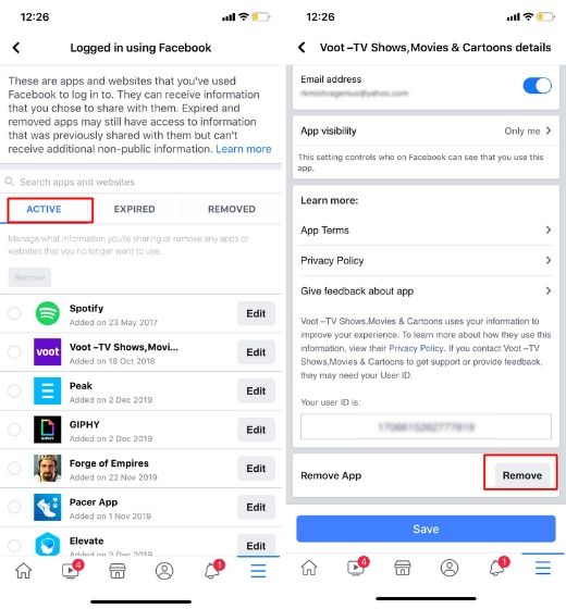 Widerrufen Sie den Zugriff auf Apps von Drittanbietern über Ihr Facebook-Konto