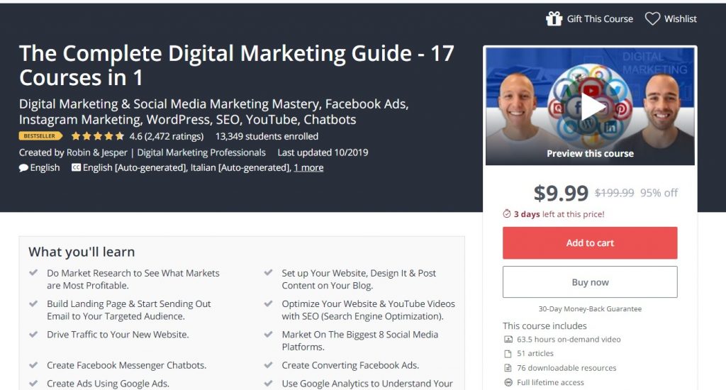 2. The Complete Digital Marketing Course - 17 Courses in 1