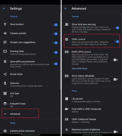 enable hdr control on oneplus 7 gcam