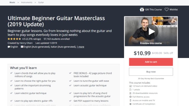 best guitar lessons on udemy