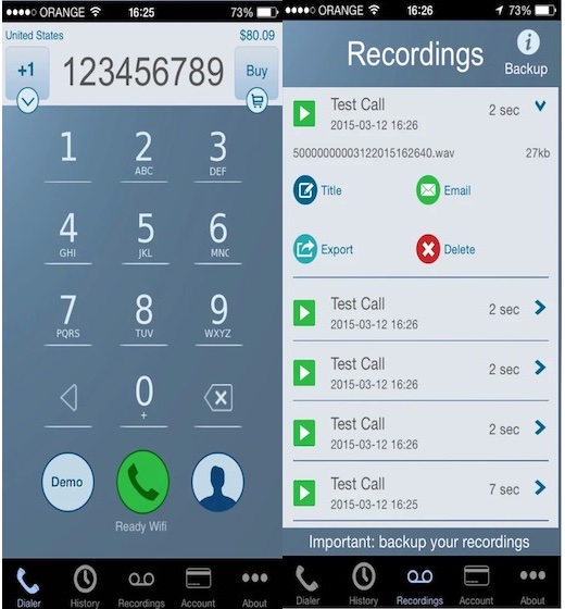 7. مسجل المكالمات - المكالمات الدولية-أفضل 10 تطبيقات لتسجيل المكالمات لـ iPhone 