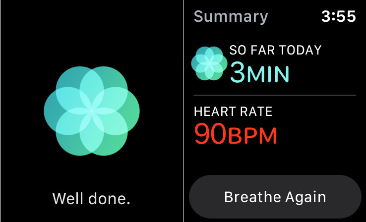 At the end of breathing session on Apple Watch