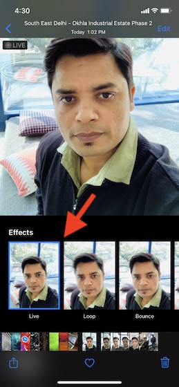 Choose live photo effect