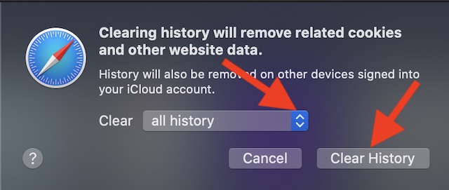 unable to clear safari history
