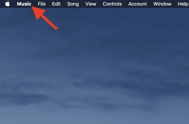 Click on Music menu on your macOS