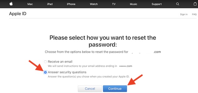 forgot itunes security question answers