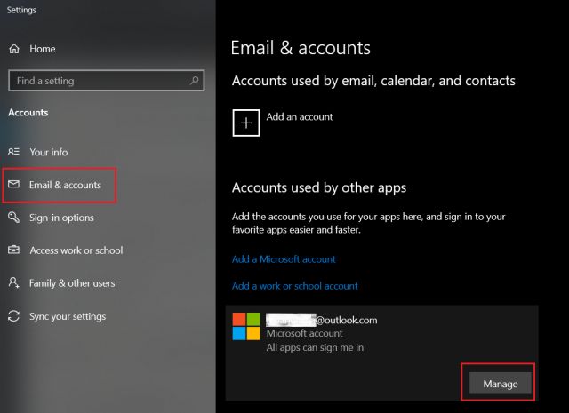 remove microsoft account