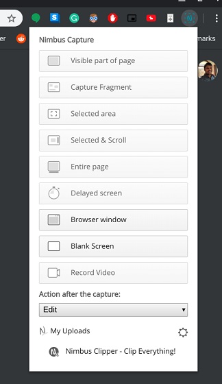 Taking screenshots using Nimbus Capture