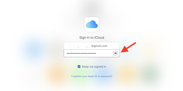 Log in using your Apple ID credentials
