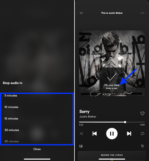 How to Use Spotify's Sleep Timer on iPhone and iPad | Beebom