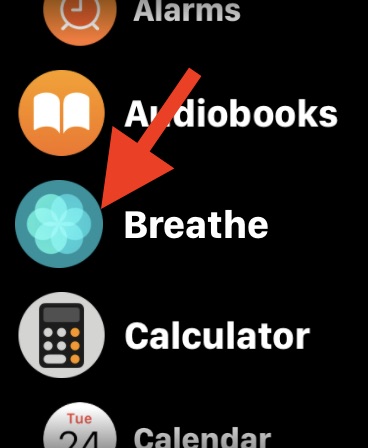 Open Breathe app on Apple Watch
