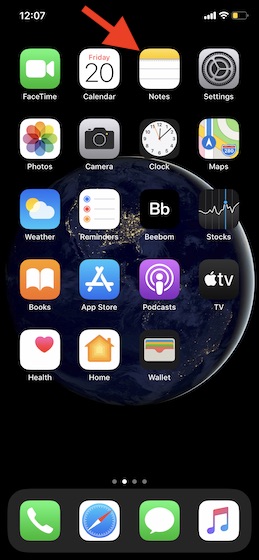 Open Notes app on iPhone or iPad