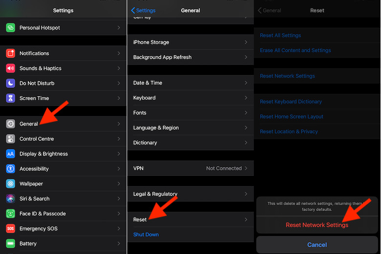 Reset Network Settings in iOS 13