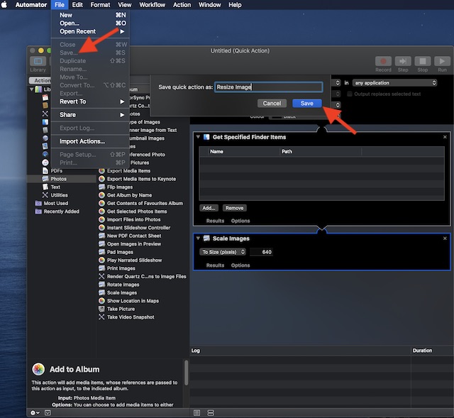 Save the Resize Image action