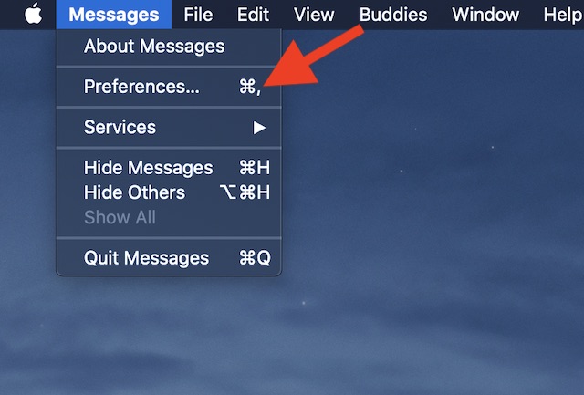 Select Preferences in Messages