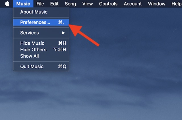 Select Preferences under Music menu