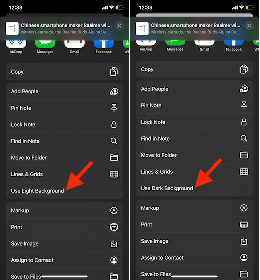 How To Use Light Background In Notes In Dark Mode Iphone Beebom