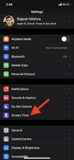 Tap on Screen Time