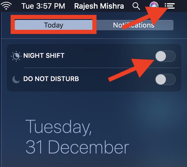 Turn off Do Not Disturb on macOS