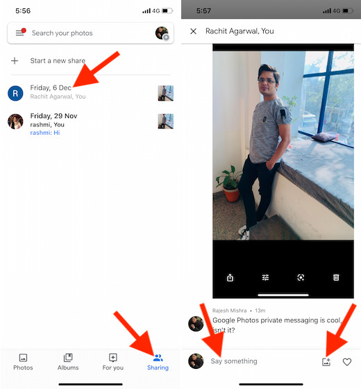 Use Private messaging in Google Photos