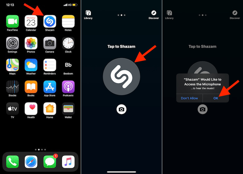 First off, open Apple Shazam app on your iPhone or iPad