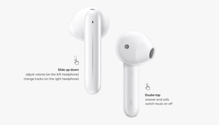 oppo enco free earbuds slide and tap touch controls