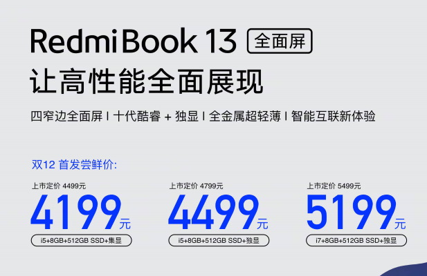 RedmiBook 13 with Slimmer Bezels, 10th-Gen Intel Core Processors ...