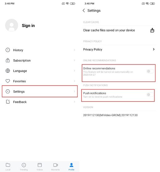 2. Disable Ads in System Apps and Settings in MIUI 11 2