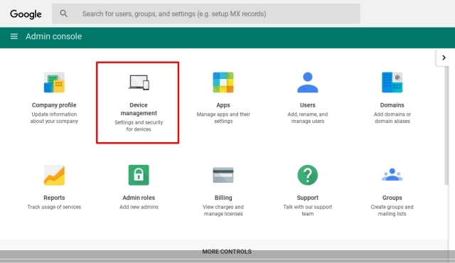 device management in google admin console