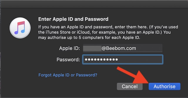 how do i authorize my iphone to access itunes