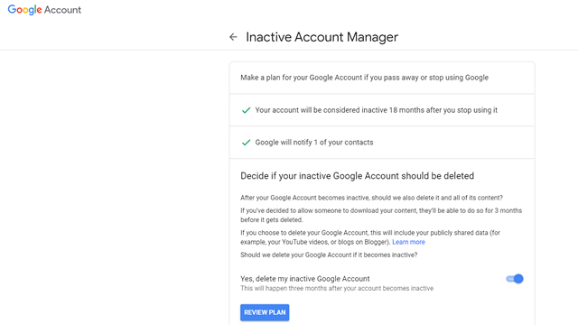 Auto delete inactive Google account 6