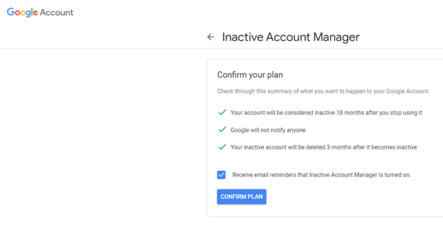 Auto delete inactive Google account