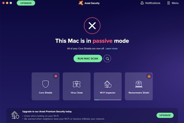 برنامج مضاد الفيروسات أفاست لنظام التشغيل macOS