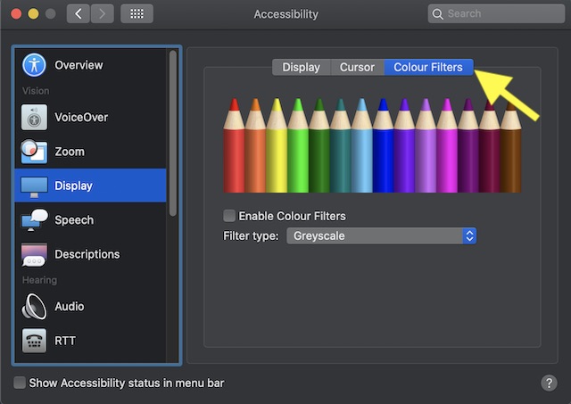 Choose Color Filters tab
