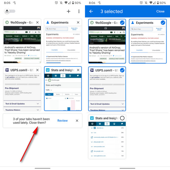 Chrome for Android Now Reminding Users to Close Unused Tabs