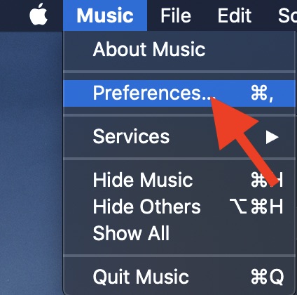 Click on Preferences in Music menu