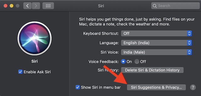 Отключить предложения Siri для Safari