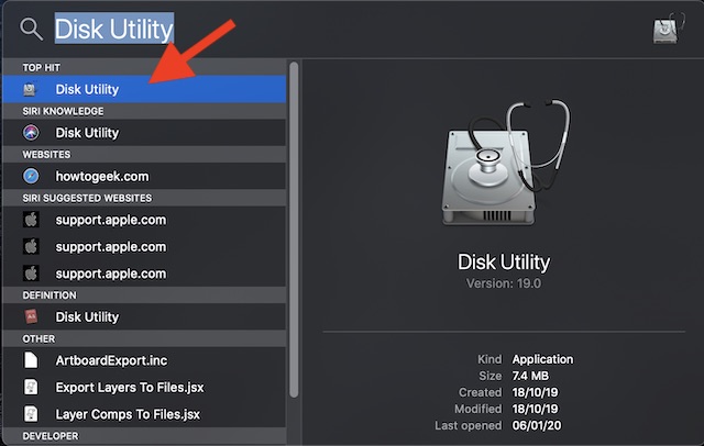 Disk Utility app for Mac