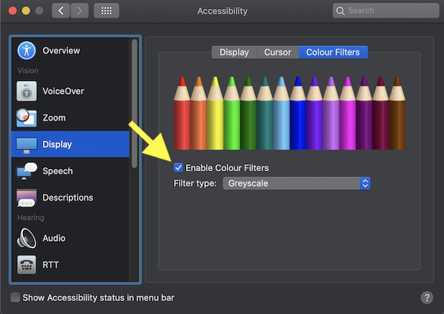 Enable Color filters on Mac