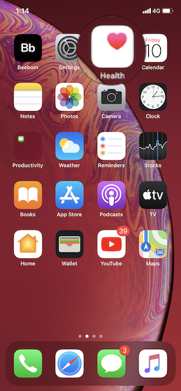 Open Apple Health app on your iPhone