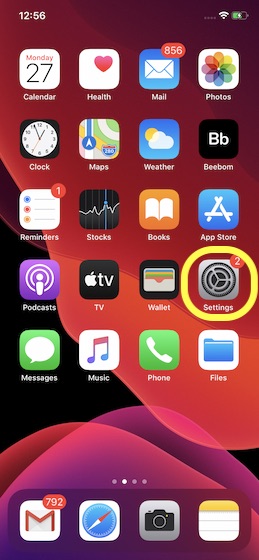 Open Settings app on your iPhone 11