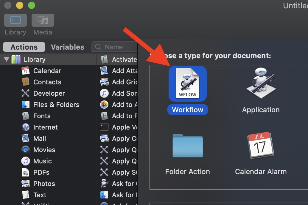 Open a workflow in the Automator app