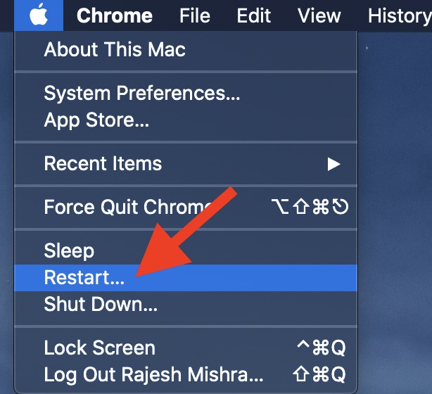 mac restart keyboard shortcut