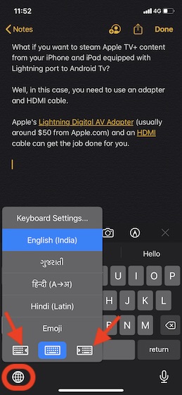 Use one-handed keyboard on iPhone
