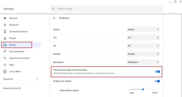 Enable Function Keys on Chromebook