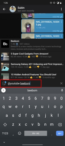 8. Quick GIF and YouTube Search Telegram Messenger Tricks
